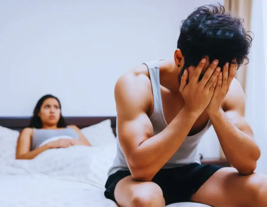 Image of upset man in need of erectile dysfunction treatment Lincoln